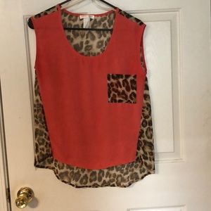 Size small pink and cheetah sheer top